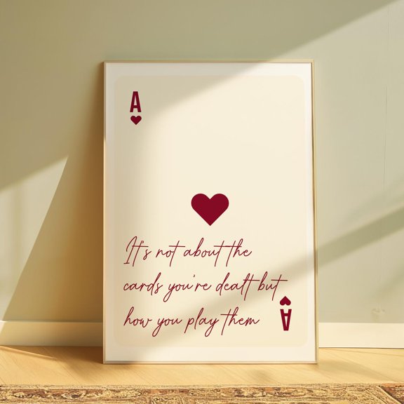Playing Card Retro Red Trendy Affirmation Quote Art, Unframed Poster