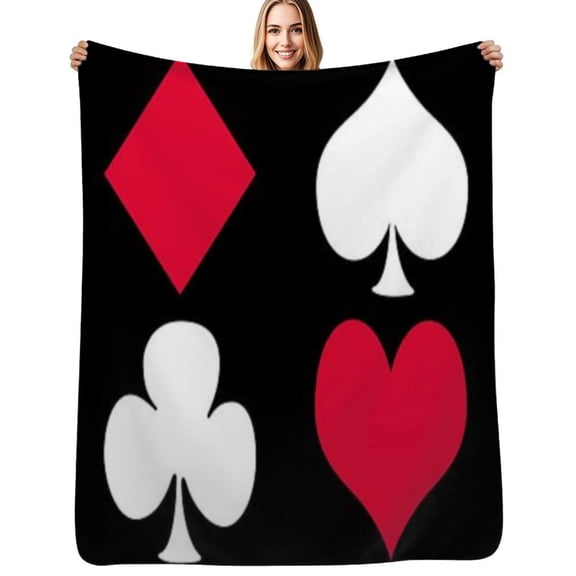 Playing Card Suits Inverted Flannel Blanket Warm Soft Bedding Throws Winter Camping Chair Sofa Bed
