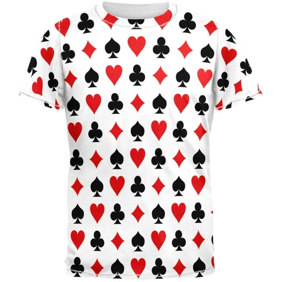 Playing Card Symbols All Over Adult T-Shirt - Large