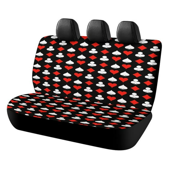 Playing Card Symbols Pattern Car Accessories Bench Seat Covers for Cars Print Car Seat Protector Cover for Rear Universal Fit