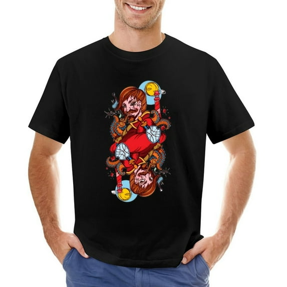 Playing Card Vintage T-shirt Mens Cotton Classic Crewneck Short Sleeve Tees Unisex Black L