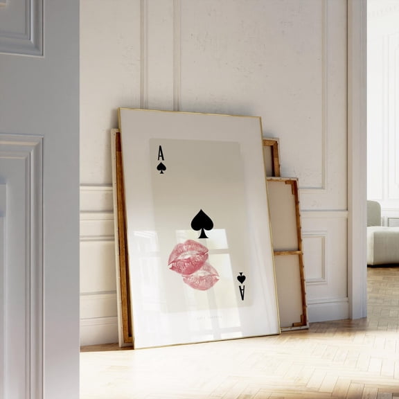 Playing Card Wall Art, Ace Of Spades Print, Trendy Retro Kiss Lips, Femme Fatale Print Apartment Aesthetic Wall Art, Modern Wall Decor, 8x12 UNFRAMED