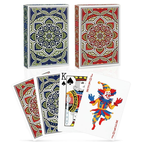 Neasyth Playing Cards, Deck of Cards, 2 Pack Poker Size, Standard Index (Blue&Red)