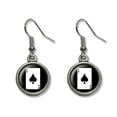 thumbnail image 1 of Playing Cards Ace of Spades Dangling Drop Earrings, 1 of 1