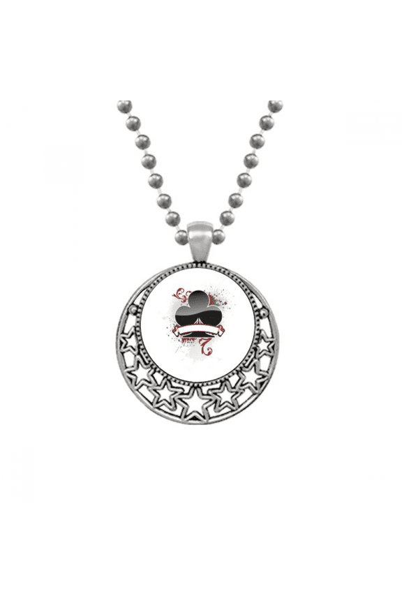 Playing Cards Gambling Utensils Chips Pattern Necklaces Pendant Retro Moon Stars Jewelry