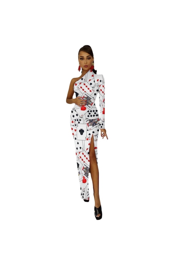 Playing Cards Half Dleeve Split Dress bandage dress luxury dress clothes for women