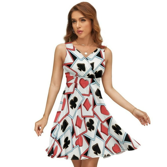 Playing Cards Heart Dress Summer Street Style Dresses Female Sleeveless Printed Sundress