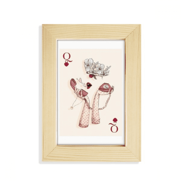 Playing Cards Heart Q Pattern Desktop Display Photo Frame Picture Art Painting 5x7 inch