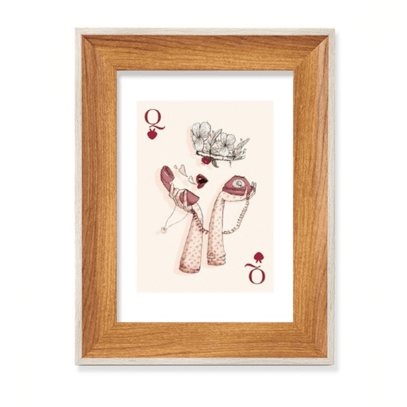 Playing Cards Heart Q Pattern Desktop Wooden Photo Frame Display Picture Art Painting Multiple Sets