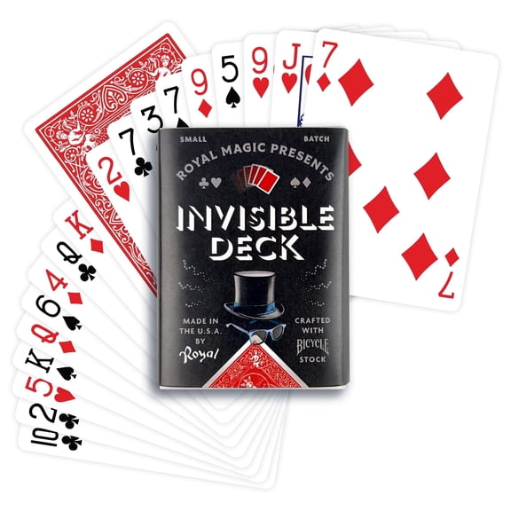 Playing Cards Invisible Deck of Cards Trick Made with Bicycle Playing Cards, Magic Card Trick for Beginners & Pros, Includes Special Bicycle Cards & Instructions (Red)