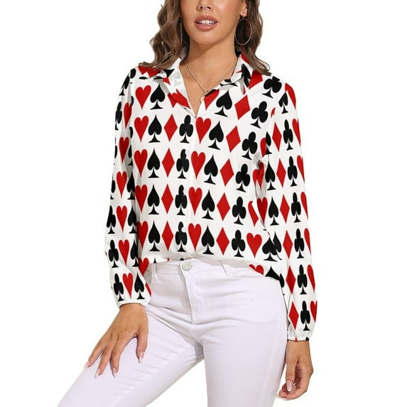 Playing Cards Long Sleeve Blouse Woman Streetwear Casual Shirts Summer Oversize Woman Streetwear Clothing Birthday Present