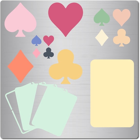 Playing Cards Metal Stencils 6.3 Inch Square Scrapbooking Drawing Stainless Steel Stencil Heart Spade Club Diamond Pattern Painting Template