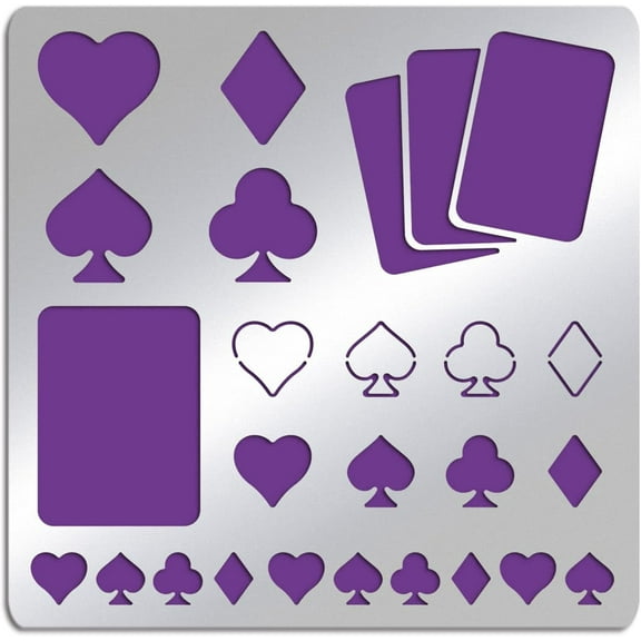Playing Cards Metal Stencils 6 Inch Square Scrapbooking Drawing Stencils Stainless Steel Heart Spade Club Diamond Pattern Painting Stencils