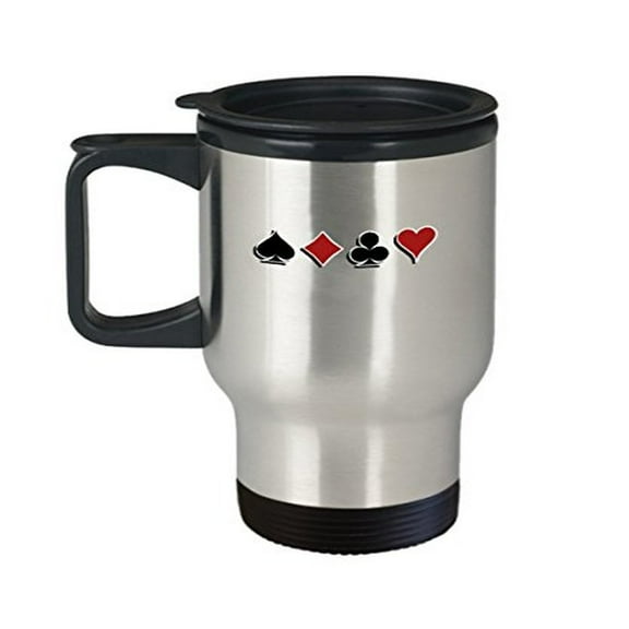 Playing Cards Mug - Poker Game Gifts -14 Oz Stainless Steel Travel Coffee Cup