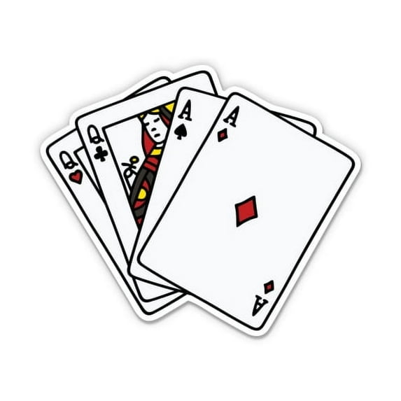 Playing Cards Queens Aces Poker Casino - 8" Vinyl Sticker - For Car Laptop I-Pad - Waterproof Decal