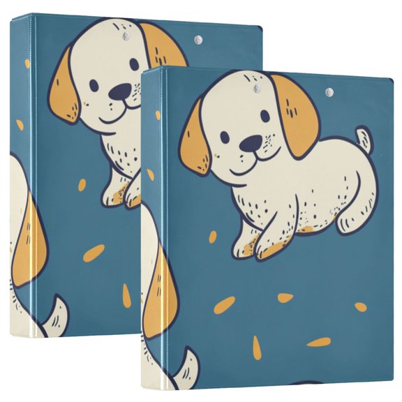 Playing Dogs 3 Ring Binders 1.5 inch Hardcover File Folders with Interior Pockets A4 Size Organizer for School Office Hospital