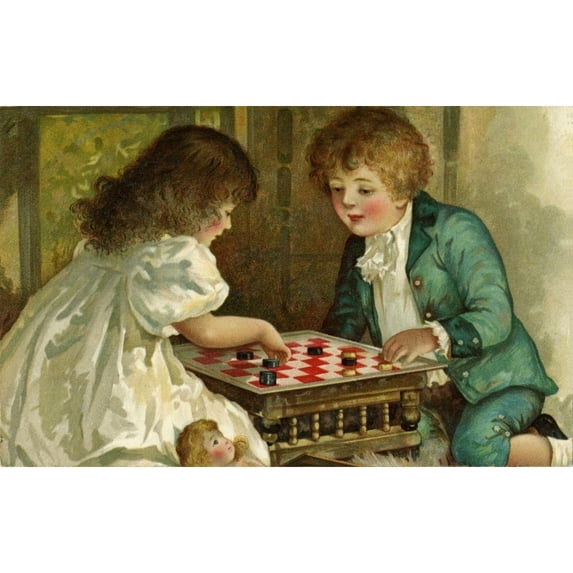 Playing Draughts Poster Print By Mary Evans Picture Librarypeter & Dawn Cope Collection (24 X 18)
