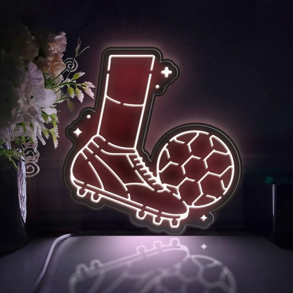 Playing Football Led Light Box, Dimmable Neon-Like Light Signs USB Power for Wall Decor Bedroom Decoration, Static Light (WxH) 8"x8"