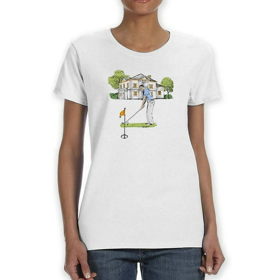 Playing Golf. Women T-Shirt, Female 5X-Large