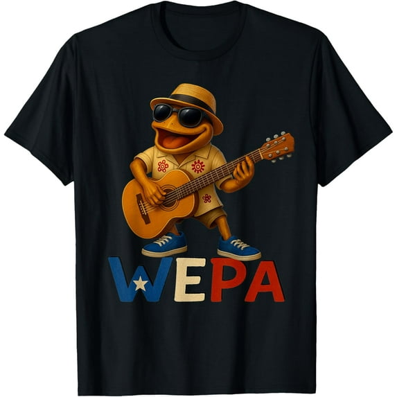Playing Guitar Coqui Boricua Puerto Rico Wepa Taino African T-Shirt