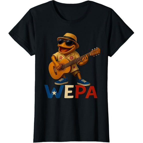 Playing Guitar Coqui Boricua Puerto Rico Wepa Taino African T-Shirt