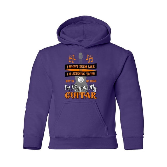 Playing Guitar In My Head Hoodie Juniors -SPIdeals Designs, Medium