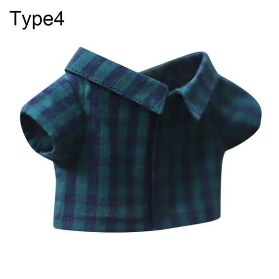 Playing House Cotton Stuffed Change Dressing Game Solid Color Blouse Idol Doll Clothes 20CM Doll Shirt Stripes Lattice TYPE 4