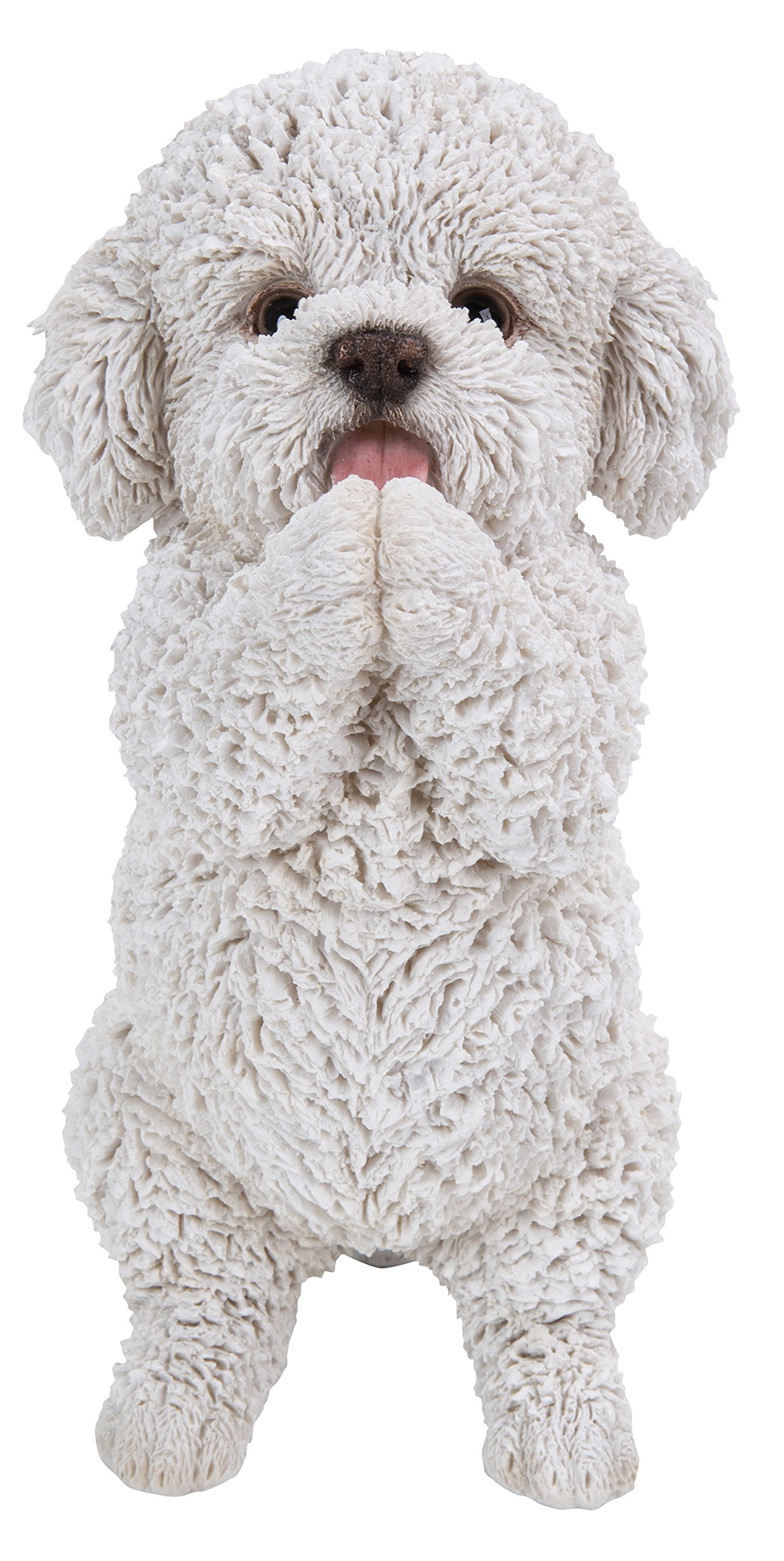 Adorable White Resin Poodle Puppy Garden Statue