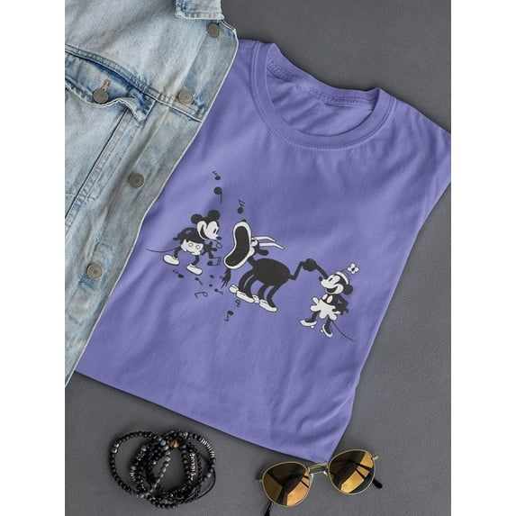 Playing Music Vintage Cartoon T-shirt Color Women's -SmartPrintsInk Designs