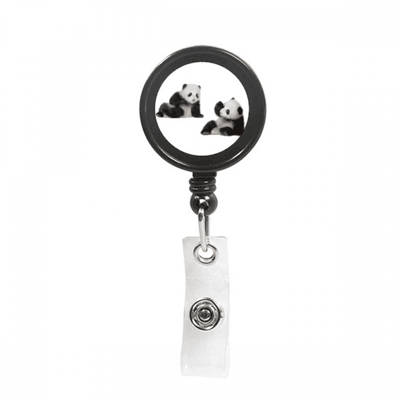 Playing Partner Panda Accompanied Retractable Keychain Badge Holder ID Badge
