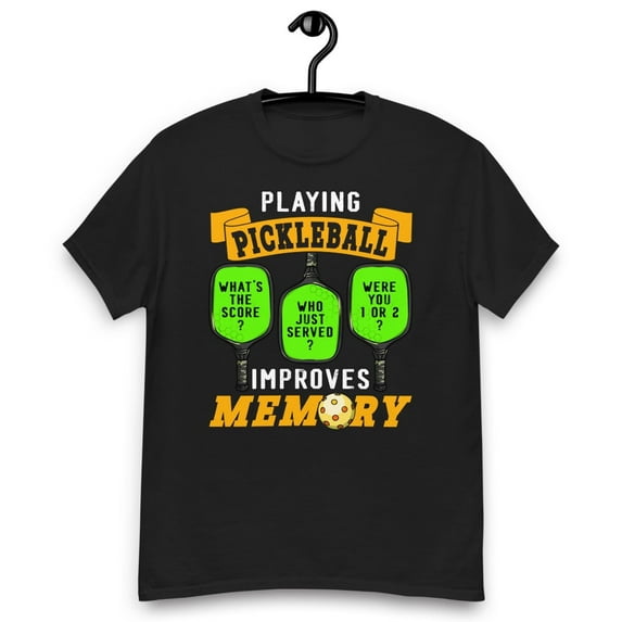 Playing Pickleball Improves Memory Player Novelty Premium T-Shirt (Black, S)