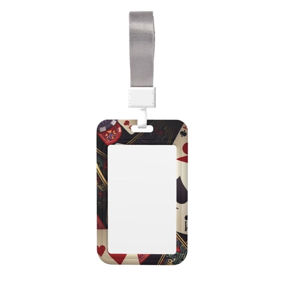 Playing Poker Cards Casino Retro Badge Holder with Lanyard ID Name Work Card Tag Protector Case for Teacher Nurse Doctor Office