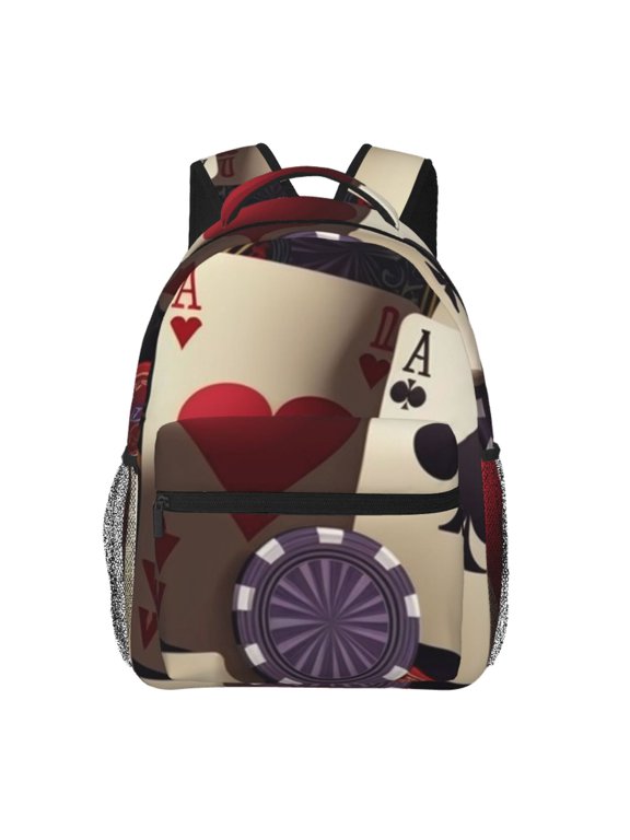 Playing Poker Cards Casino Retro Laptop Backpack Travel Rucksack for Teens Adults, Fits 15-inch Notebook