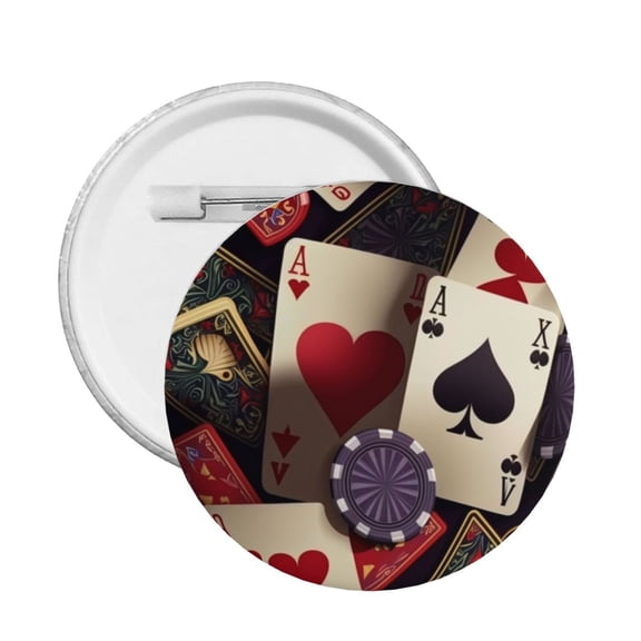 Playing Poker Cards Casino Retro Round Button Pin Badge 5PCS Pinback Buttons Lapel Pin for Jacket, Backpack, Hat, Party Favor, Gift
