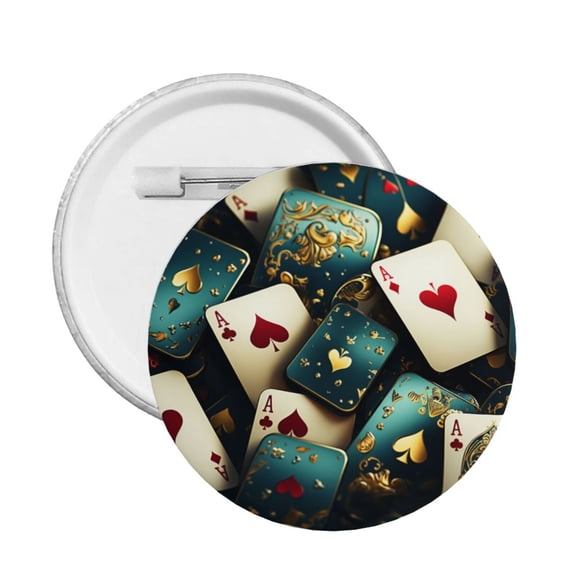 Playing Poker Cards Casino Vintage Round Button Pin Badge 5PCS Pinback Buttons Lapel Pin for Jacket, Backpack, Hat, Party Favor, Gift