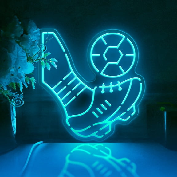 Playing Soccer Led Light Box, Dimmable Neon-Like Light Signs USB Power for Wall Decor Bedroom Decoration, RGB Light (WxH) 11"x12"