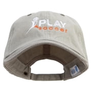Playing Soccer Logo Embroidered Pigment Dyed Wash Cap - Beige Brown OSFM