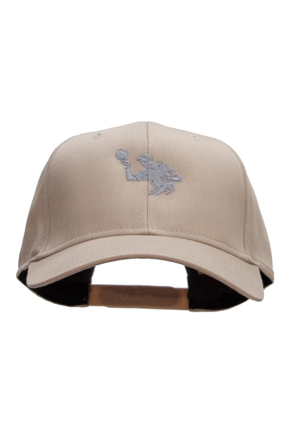 Playing Table Tennis Embroidered Solid Cotton Twill Pro Style Cap - Khaki OSFM