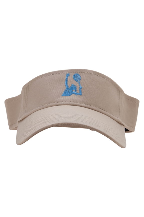 Playing Tennis Embroidered Cotton Twill Sun Visor - Khaki OSFM