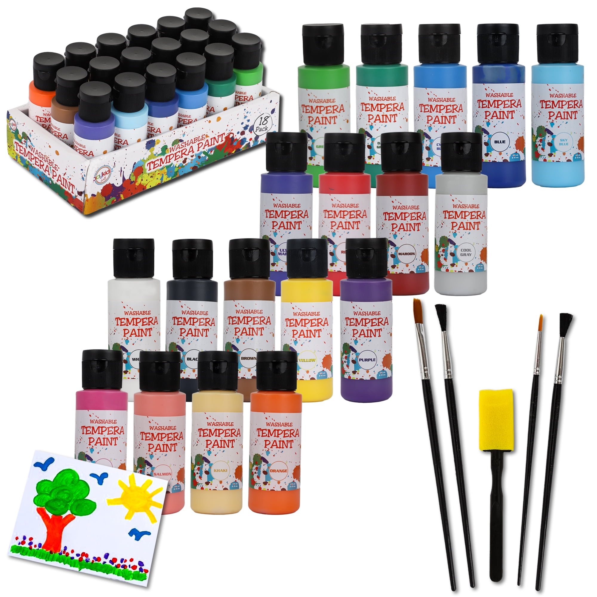 Glokers 8 Colors Washable Tempera Kids Paints 8 16-oz Bottles of Bold, Non-Toxic