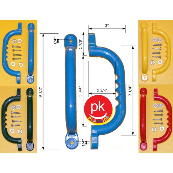 Playkids Safety Grip Swing Set Handles (Four Handles) - 10" Colored Yellow for Swing Set and Playground