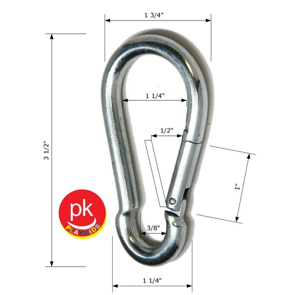 Playkids Spring Clips (4) zinc 5/16" x 3" Long (Also Called Quick Link or Snap Hook)