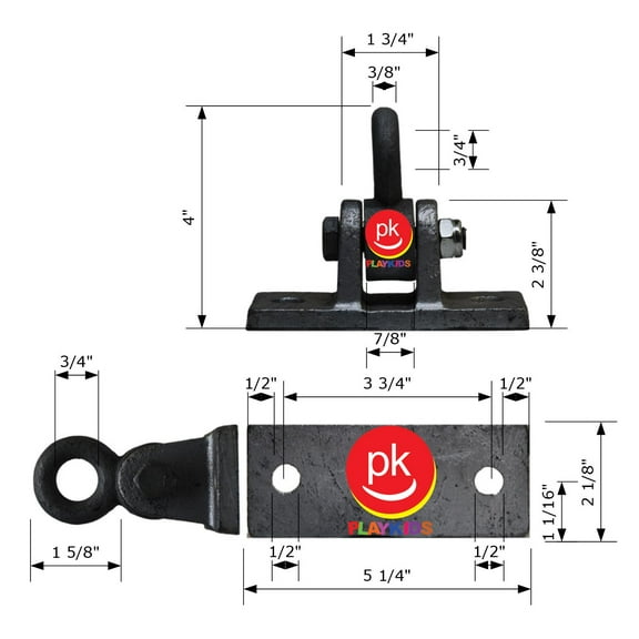 Playkids Swing Hangers (Four) – Commercial Grade (2 Bolt) for Swing Set Playground