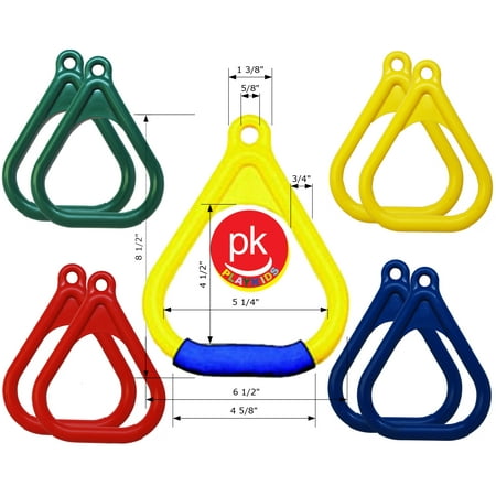 Playkids Trapeze Rings - Green Safe Grip Handles for Trapeze Bar and Swing Set Playground