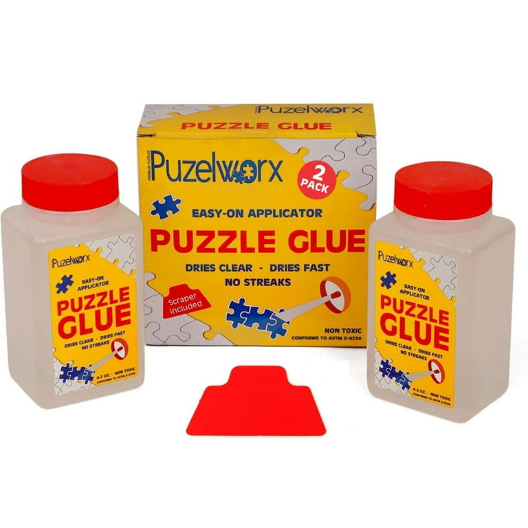 GRLELOU Puzzle Glue, Puzzle Glue Clear with Applicator, Dries Quick & Easy to Apply Jigsaw Puzzle Glue, Puzzle Saver Glue for 1000/1500/3000 Piece