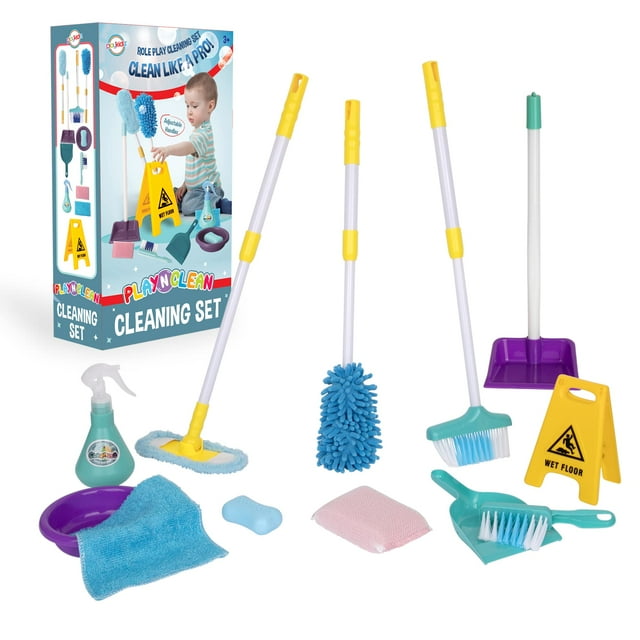 Playkidz Kid Cleaning Set House Keeping, Cleaning Caddy Set with ...