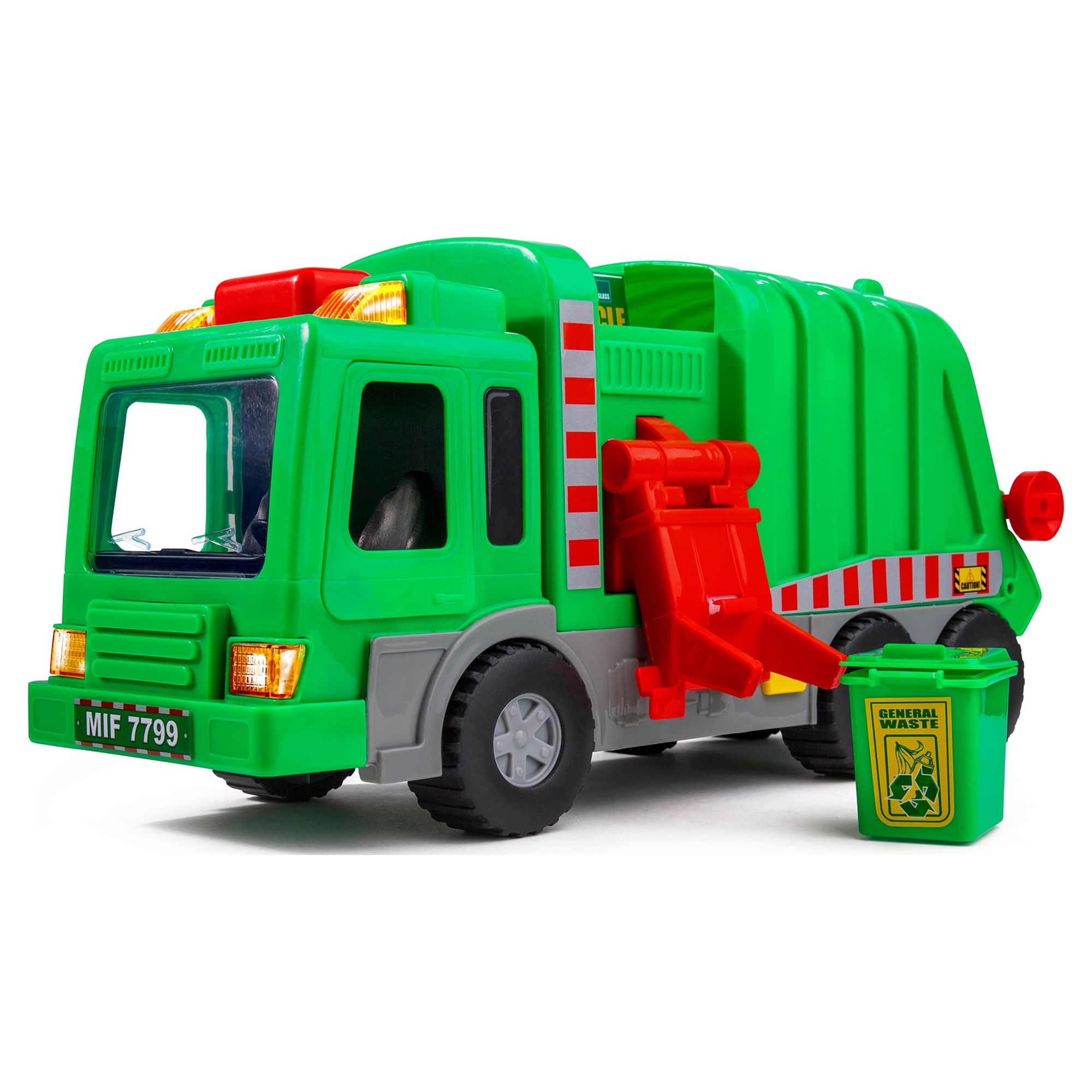 Playkidz Kids 15" Garbage Truck Toy with Lights, Sounds, and Manual Trash Lid, Interactive Early Learning Play for Kids, Indoor and Outdoor Safe, Heavy Duty Plastic - image 1 of 7