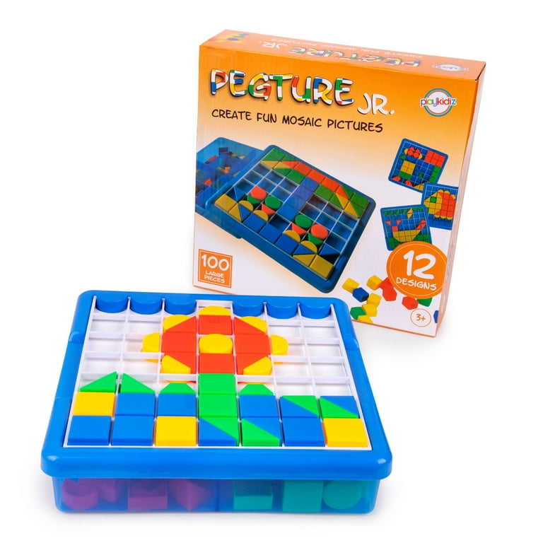 Playkidz: Pegture Set with 100 Larger Pieces 12 Design Cards
