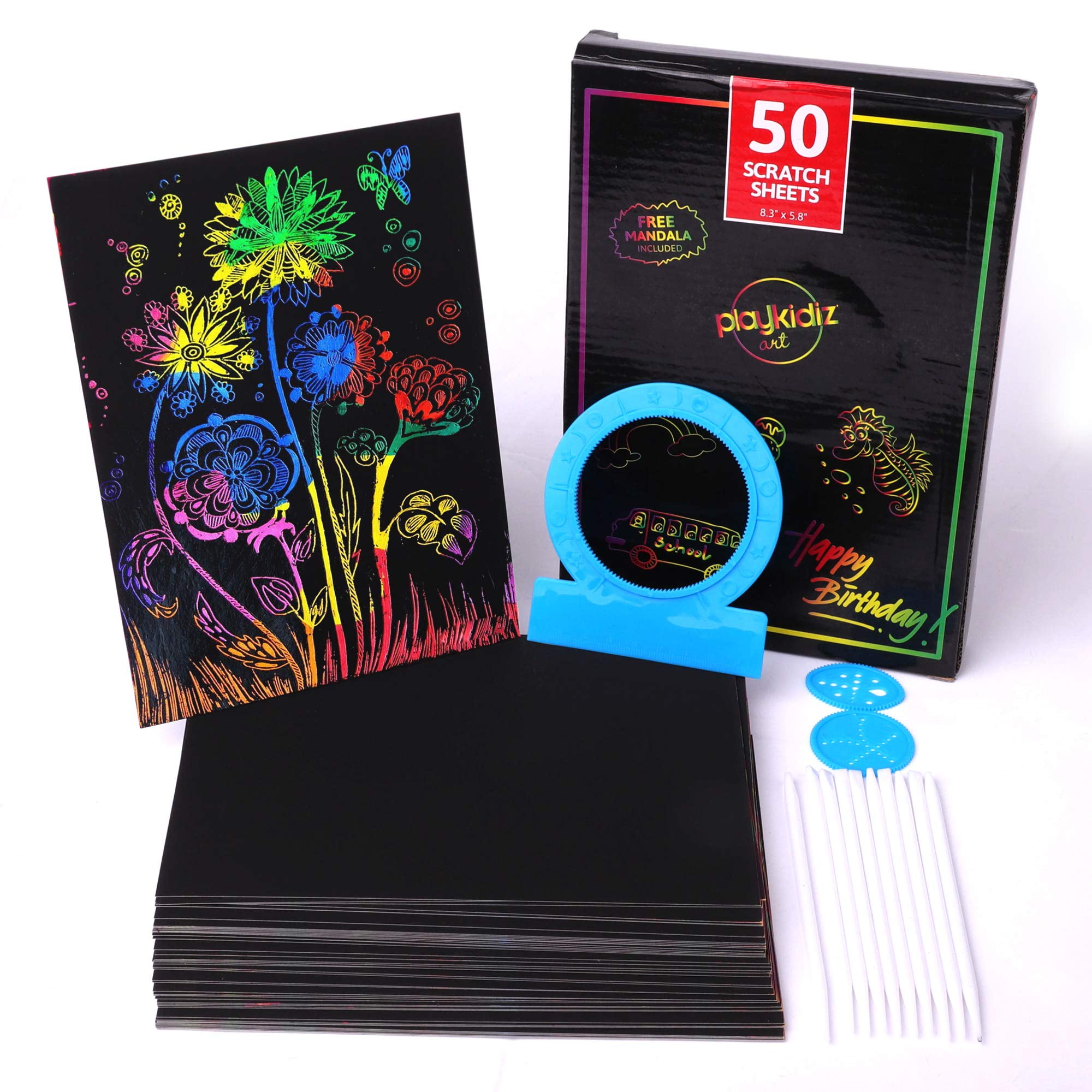 VHALE Scratch Art Rainbow Paper, with 15 Wooden Styluses, Children Creative  Arts and Crafts, 30 Sheets