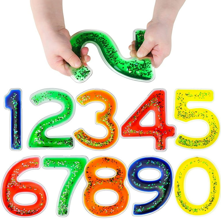 Playlearn Gel Number Toys Squishy Toy for Sensory Play Kids Stuff 10 Pieces
